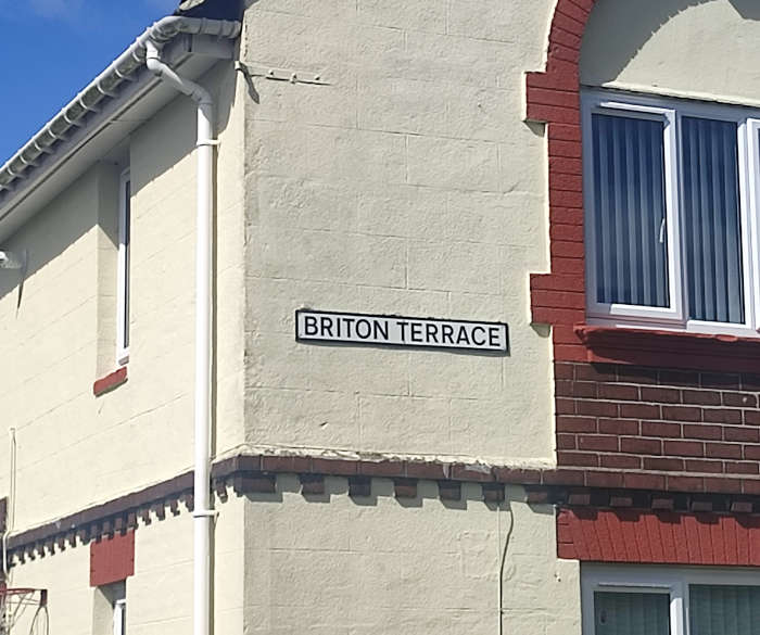 A street sign proclaiming this lane to be known as Briton Terrace